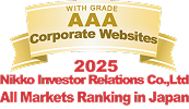 WITH GRADE AAA Corporate Websites 2025 Nikko Investor Relations Co.,Ltd. Ranking in all listed companies in Japan